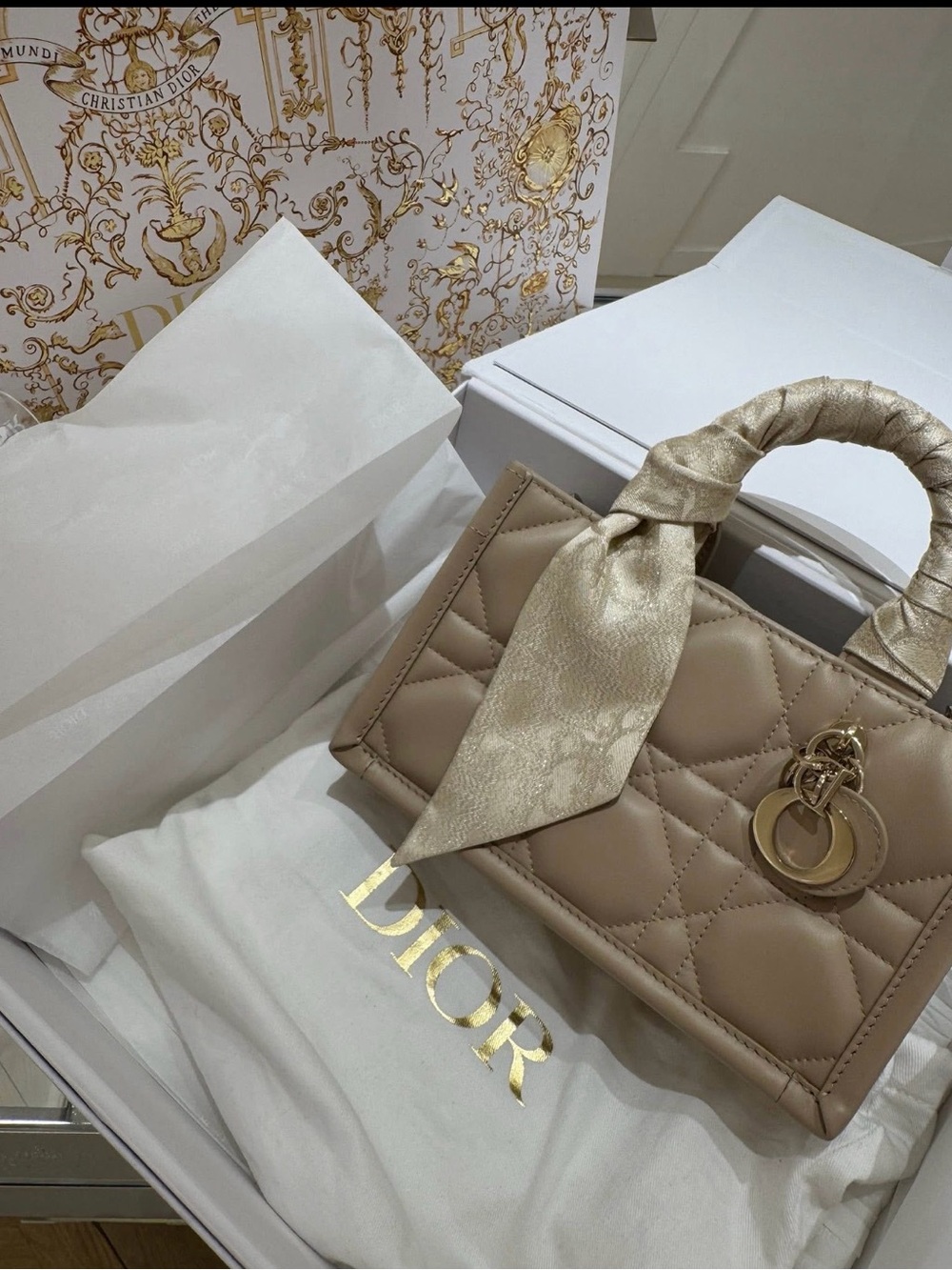 Mini Dior Book Tote authentic beige brand new in box